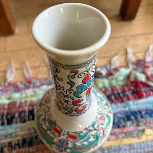 Rare Metaxa Red and Blue Ceramic Art Vase with Floral Motifs 10" - Picture 5 of 15